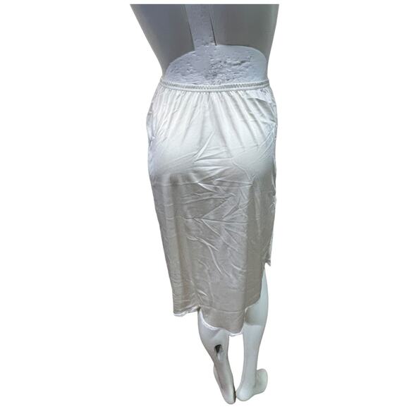 Vintage 90s Nylon Half Slip - Cream Antron III Lace Trim Skirt - Picture 2 of 14